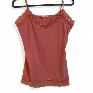 Bozzolo Lace Trim Tank Top Camisole - Coral Pink